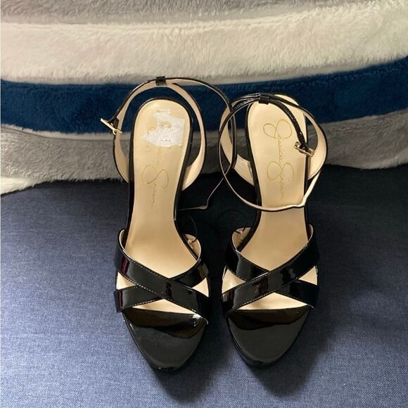 similar  patent leather wedge sandals from Jessica Simpson - Picture 2 of 4